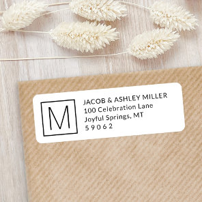 Minimalist Monogram Black & White Return Address Label