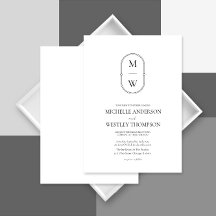 Minimalist Monogram Black & White Wedding