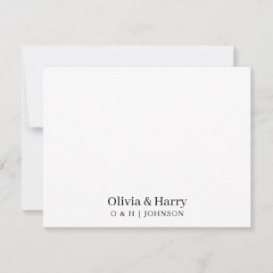 Minimalist Monogram Black White Wedding Note Card