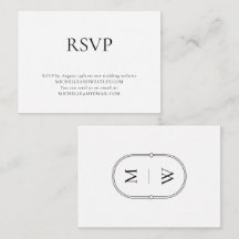 Minimalist Monogram Black & White Wedding RSVP