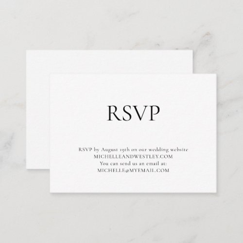 Minimalist Monogram Black  White Wedding RSVP Enclosure Card