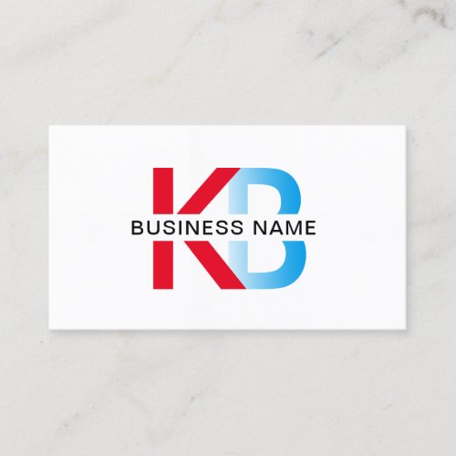 Minimalist Monogram Blue  Red Text Logo Business Card