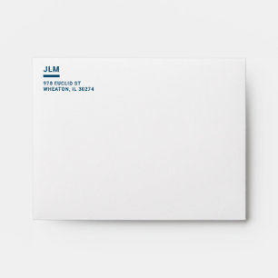 Minimalist Monogram Bold Navy Blue Typography Envelope