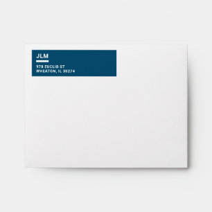 Minimalist Monogram Bold Navy Blue Typography Envelope