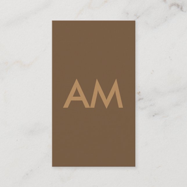 Minimalist Monogram Brown Business Card (Front)