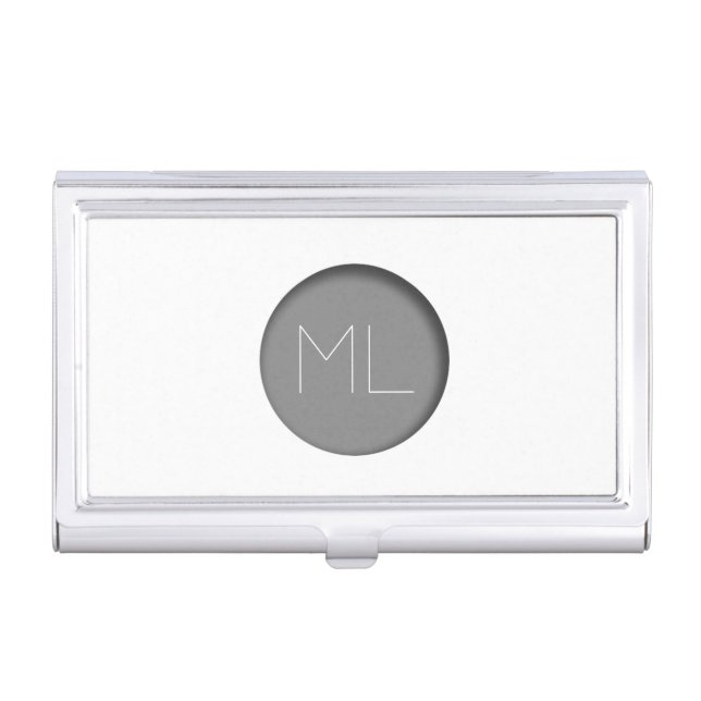Minimalist Monogram Business Card Holder Circle (Front)