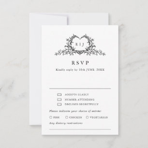 Minimalist Monogram Calligraphy Crest Meal Choice RSVP Card