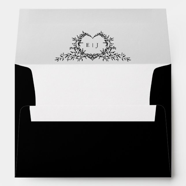 Minimalist Monogram Calligraphy Crest Wedding Envelope (Back (Bottom))