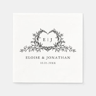 Minimalist Monogram Calligraphy Crest Wedding Napkins