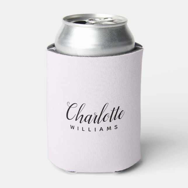 Minimalist Monogram Can Cooler – Blush Pink (Can Front)