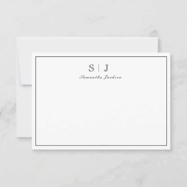  Minimalist Monogram Classic Note Card (Front)