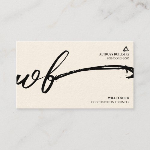 Minimalist Monogram Construction Engineer Business Card