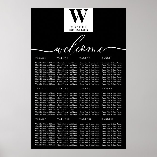 Minimalist Monogram | Contemporary Newlywed Weddin Poster