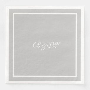 minimalist monogram . couple initials on gray paper dinner napkins