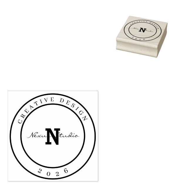 Minimalist Monogram Creative Design Wood Art Stamp (Stamped)