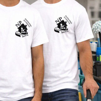 Minimalist Monogram Crew Cleaning Services Team T-Shirt