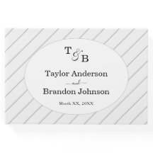 Minimalist Monogram Custom Gray Striped Wedding