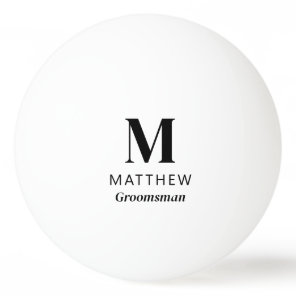 Minimalist Monogram Custom Groomsman Gift Simple Ping Pong Ball