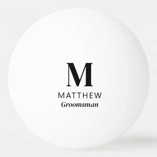 Minimalist Monogram Custom Groomsman Gift Simple Ping Pong Ball