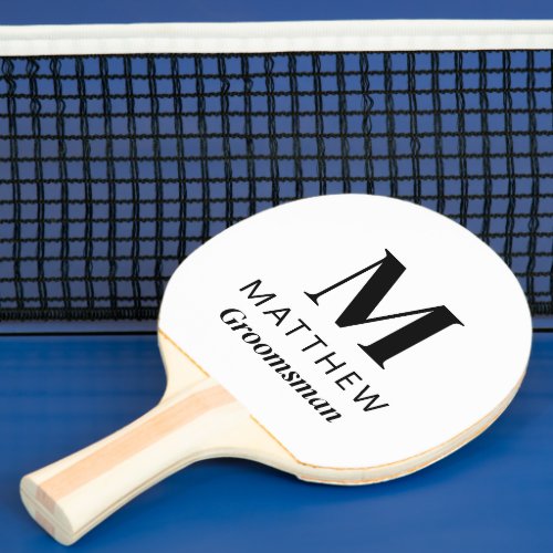 Minimalist Monogram Custom Groomsman Gift Simple Ping Pong Paddle