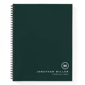 Minimalist Monogram Dark Green Notebook