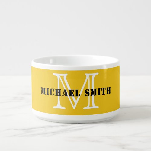 Minimalist Monogram Deep Lemon Background Bowl