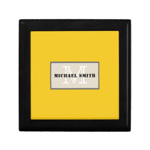 Minimalist Monogram Deep Lemon Background Gift Box