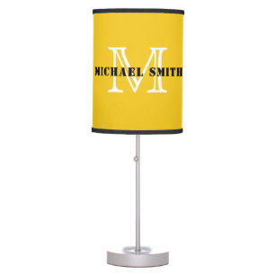 Minimalist Monogram Deep Lemon Background Table Lamp