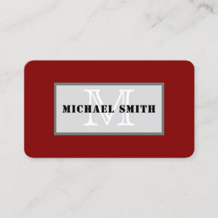 Minimalist Monogram Deep Maroon Background Business Card