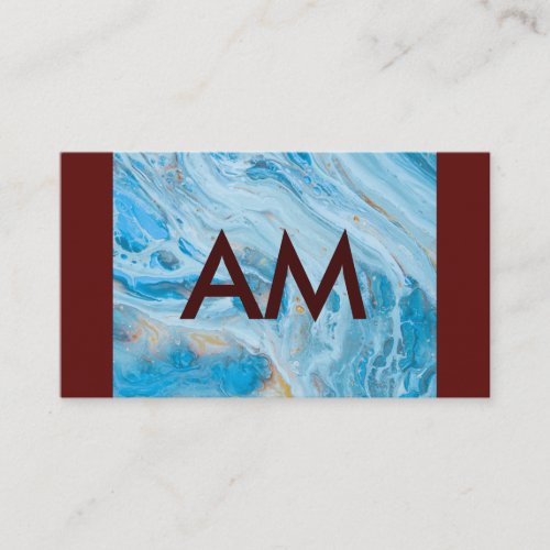 Minimalist Monogram Deep Red  Marble Business Card