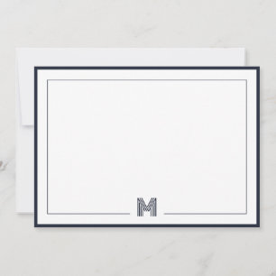 Minimalist Monogram Double Border Stationery Note Card