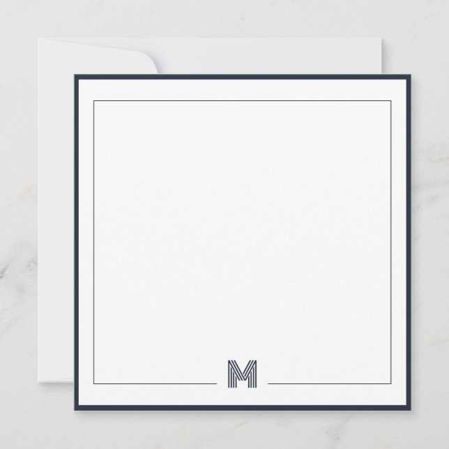 Minimalist Monogram Double Border Stationery Note Card (Front)