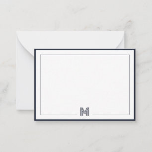 Minimalist Monogram Double Border Stationery Note Card