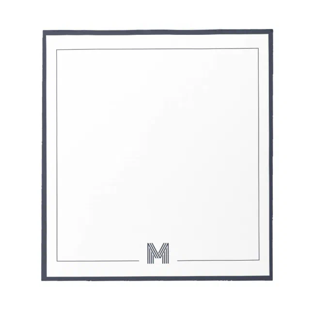 Minimalist Monogram Double Border Stationery Notepad | Zazzle