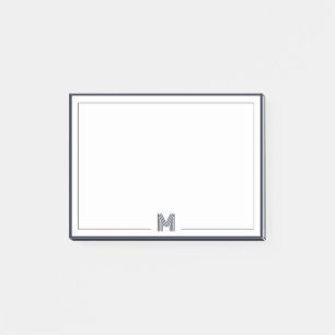 Minimalist Monogram Double Border Stationery Post-it Notes