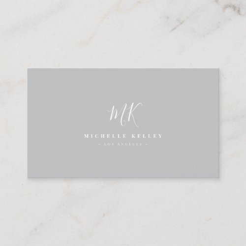 Minimalist Monogram Dusty Grey Elegant Script Business Card