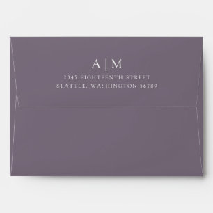 Minimalist Monogram Dusty Purple Return Address Envelope
