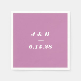Minimalist Monogram Dusty Purple Wedding Custom Napkins
