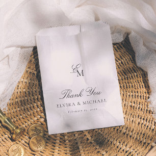Minimalist Monogram Editorial Wedding Thank You Favor Bag