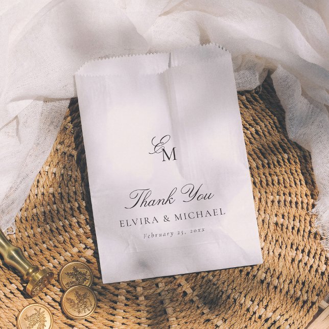 Minimalist Monogram Editorial Wedding Thank You Favor Bag (Creator Uploaded)