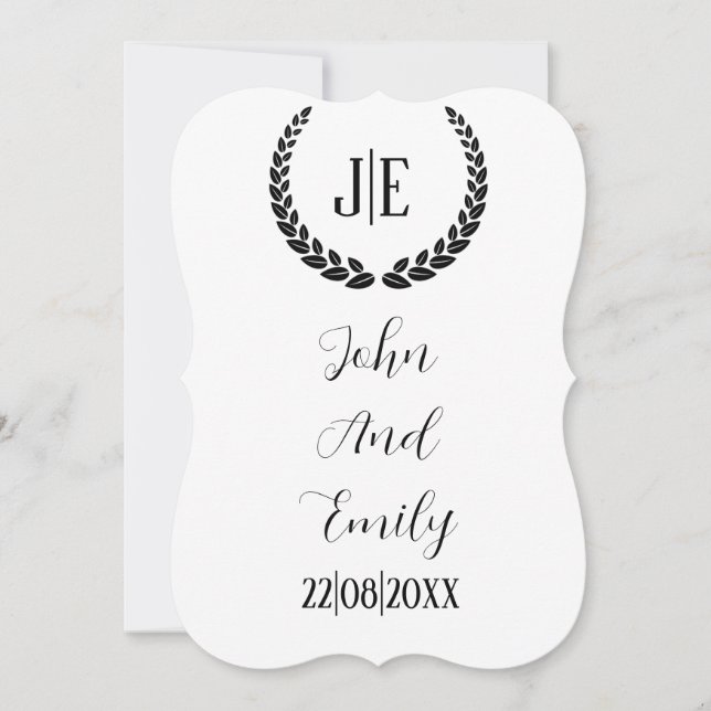 Minimalist monogram elegant black and white weddin save the date (Front)