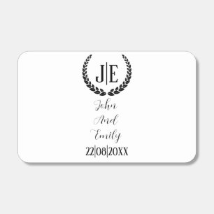 Minimalist monogram elegant black & white wedding matchboxes