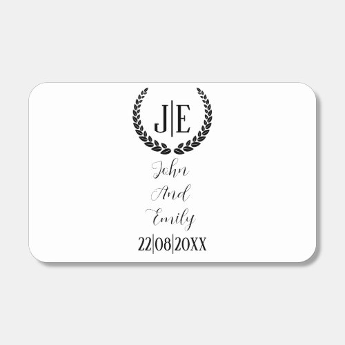 Minimalist monogram elegant black  white wedding  matchboxes