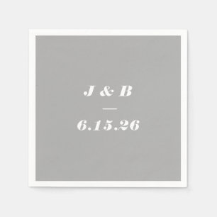 Minimalist Monogram Elegant Gray Stylish Wedding Napkins