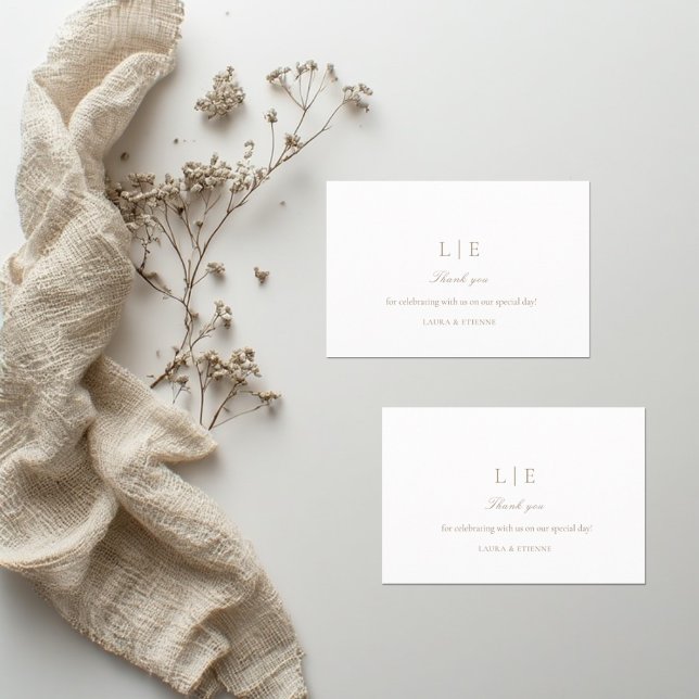 Minimalist Monogram Elegant Wedding Thank You Card (Creator Uploaded)