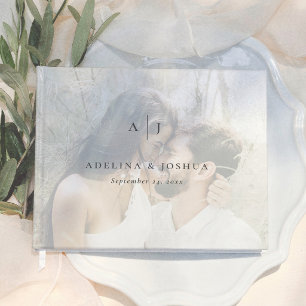 Minimalist Monogram Engagement Photo Wedding Guest Book