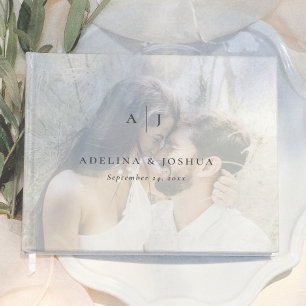 Minimalist Monogram Engagement Photo Wedding Guest Book