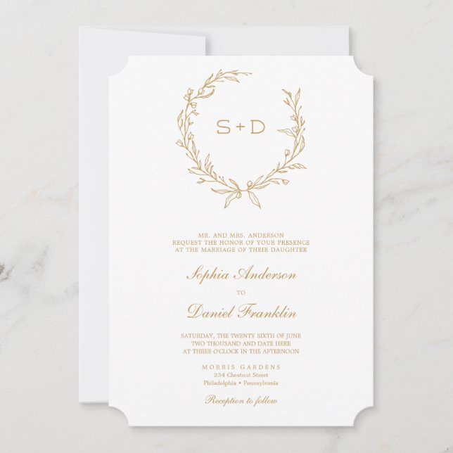 Minimalist Monogram Formal Wedding Invitation (Front)