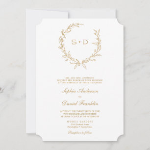 Minimalist Monogram Formal Wedding Invitation