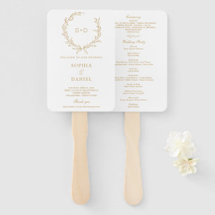 Minimalist Monogram Formal Wedding Program Fan